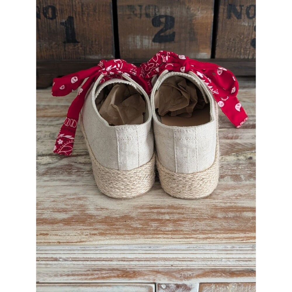 Madden Girl Mimii Bandana Lace Espadrille Platform Sneakers Oatmeal Multi Size 8 - Picture 3 of 6